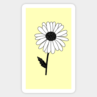 Black and White Daisy Flower Magnet